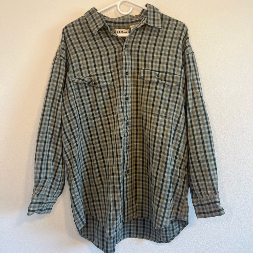 L.L. Bean Men’s Green Plaid Shirt Size‎ XL